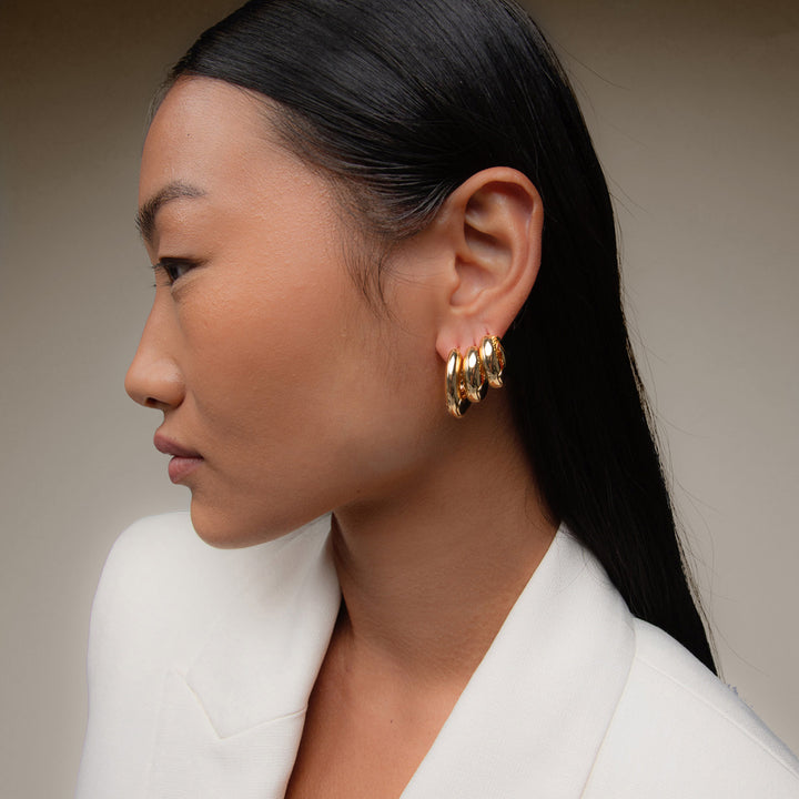 Sirso Midi Chubby Hoop Earrings in Gold