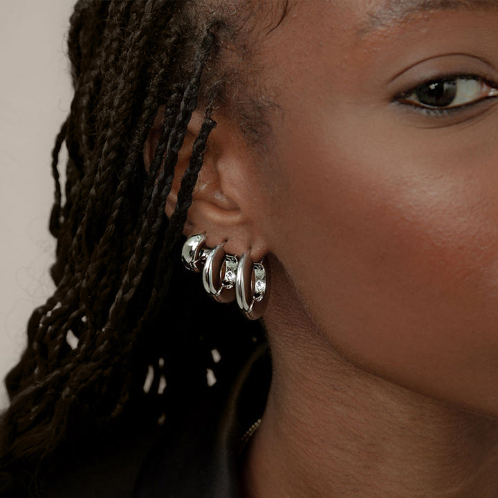 Sirso Midi Chubby Hoop Earrings in Silver