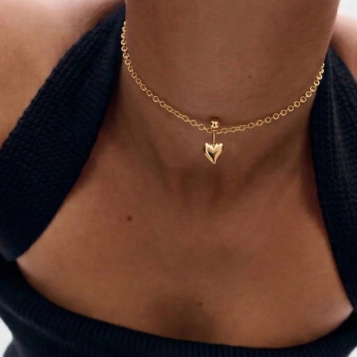 Loff Mini Heart Pin Choker in Gold