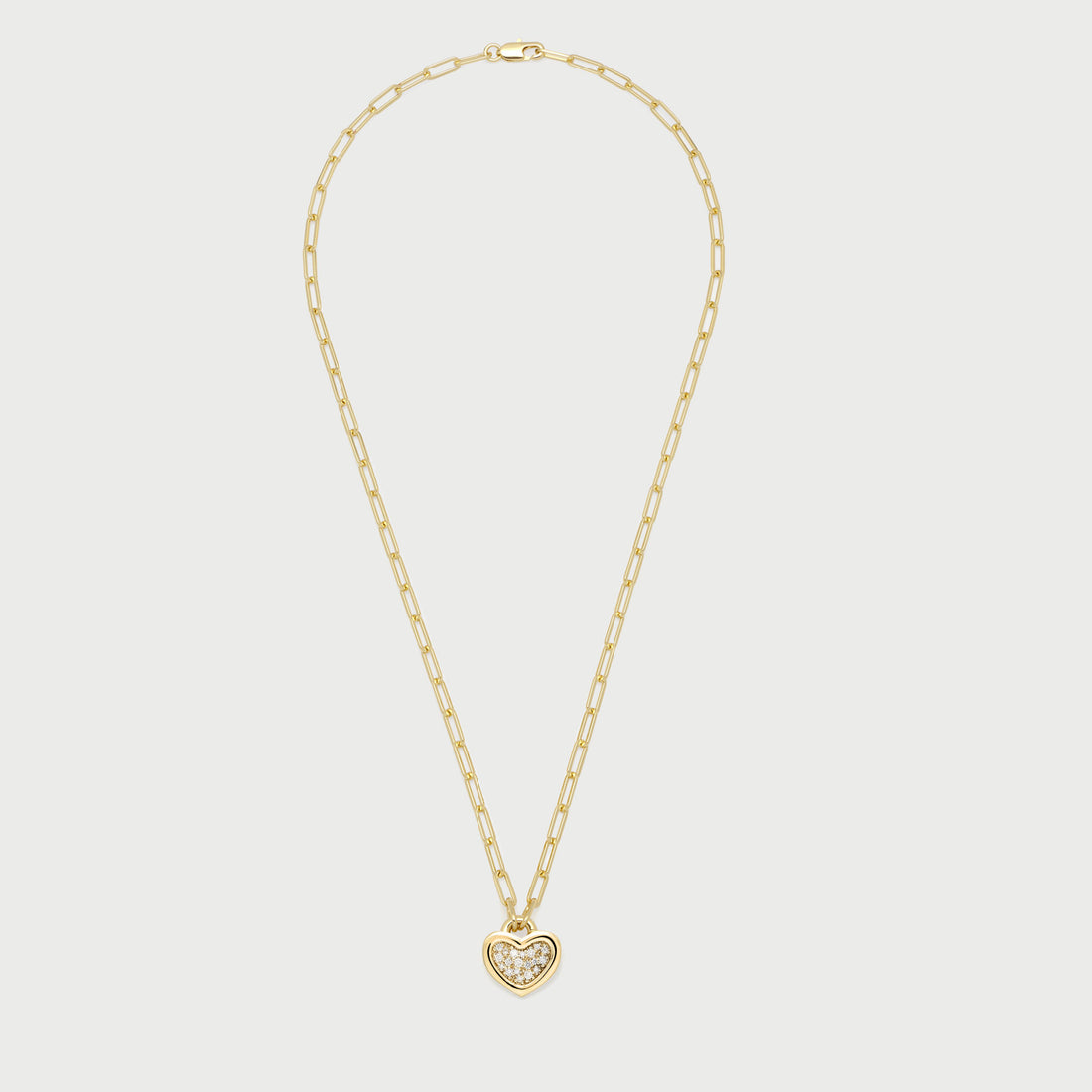 Link Heart Pave Short Necklace in Gold