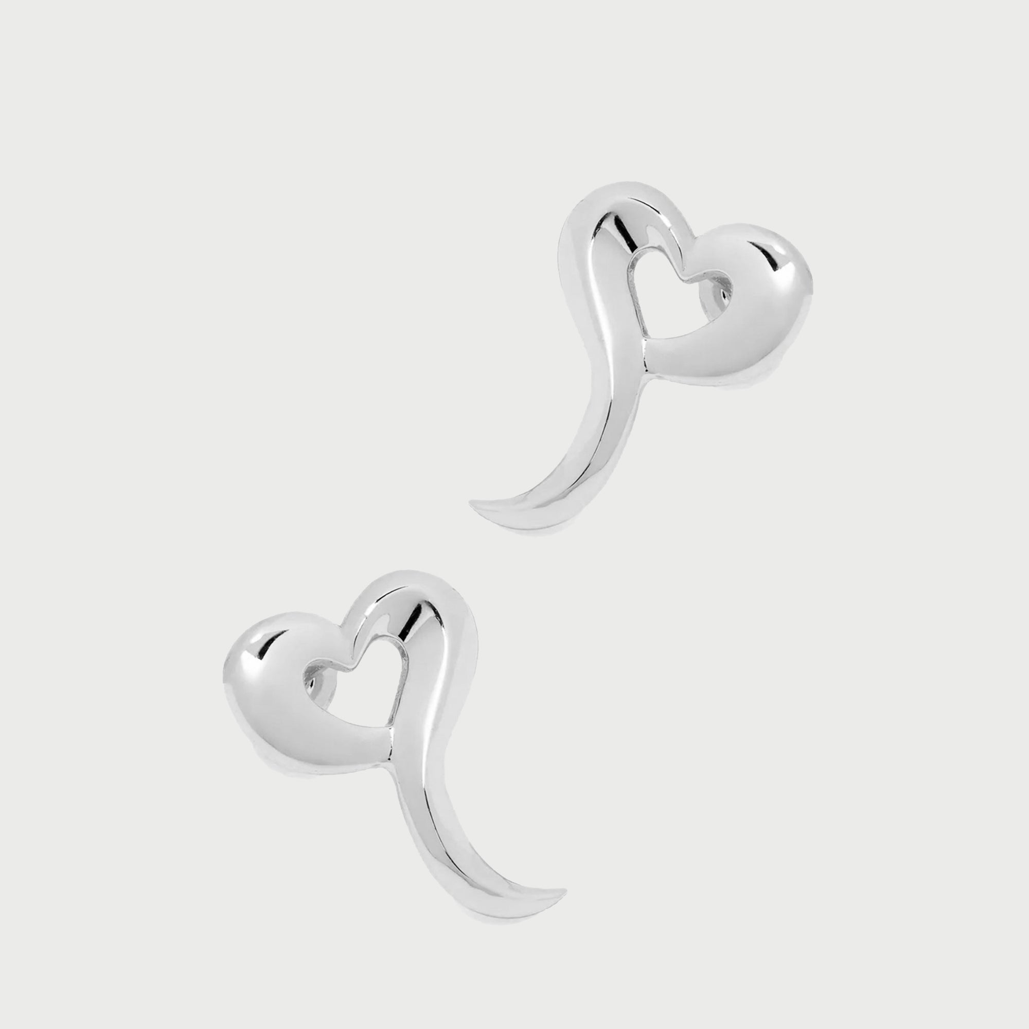 Love Heart Stud Earrings in Silver
