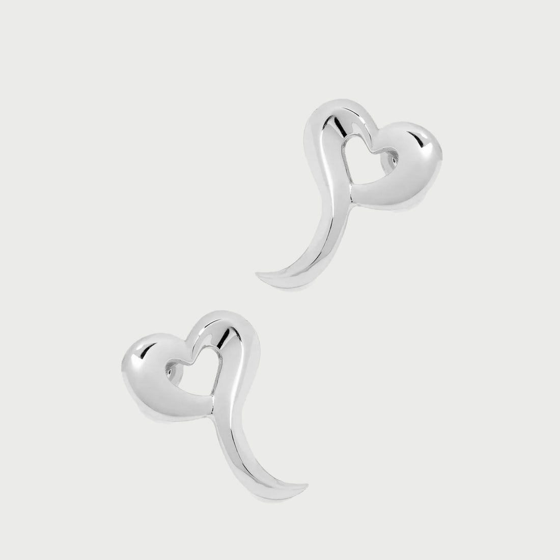Love Heart Stud Earrings in Silver