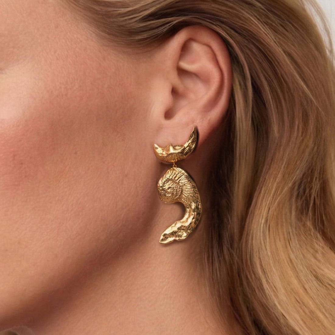 Vechi Shell Earrings in Gold