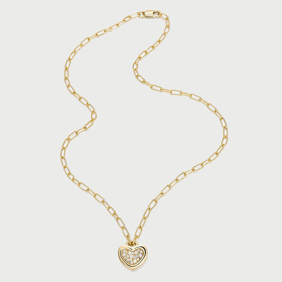 Link Heart Pave Short Necklace in Gold