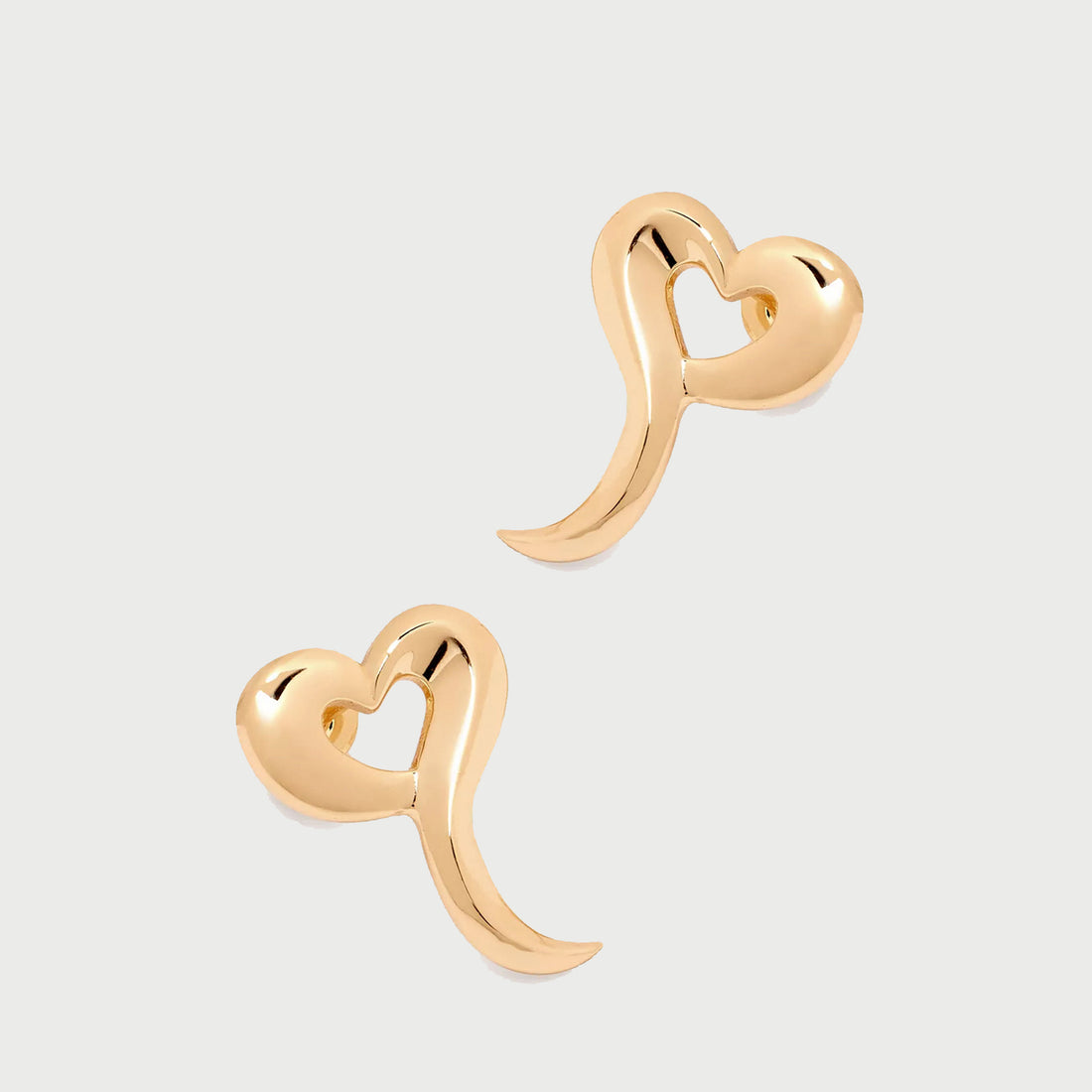 Love Heart Stud Earrings in Gold