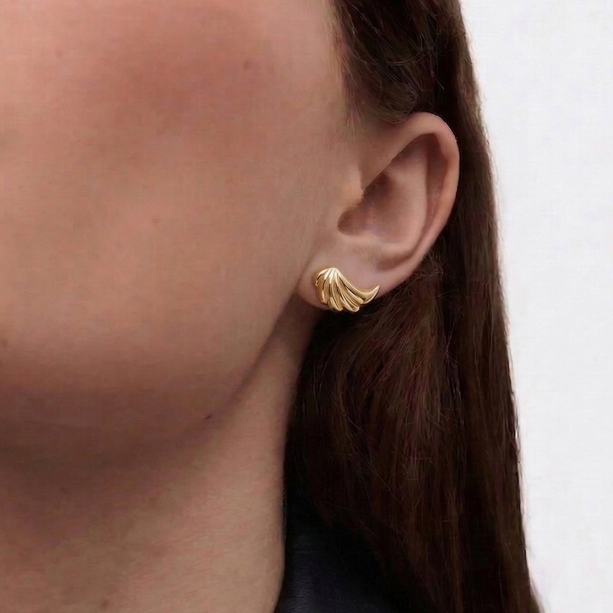 Wing Stud Earrings in Gold