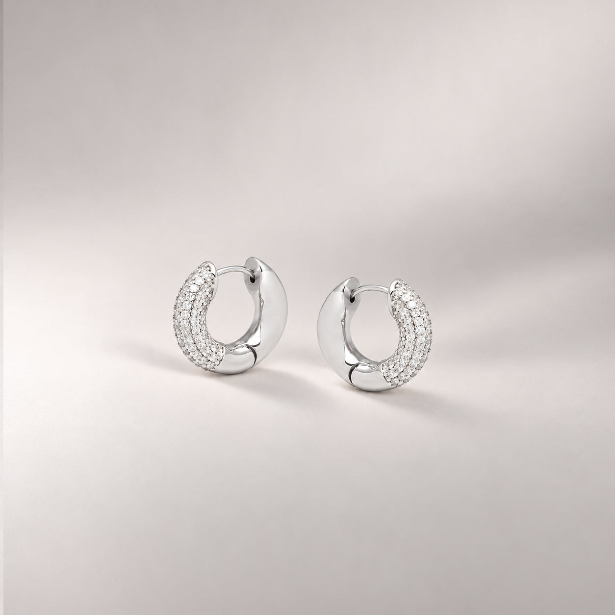 Satro Pave Hoop Earrings in Silver