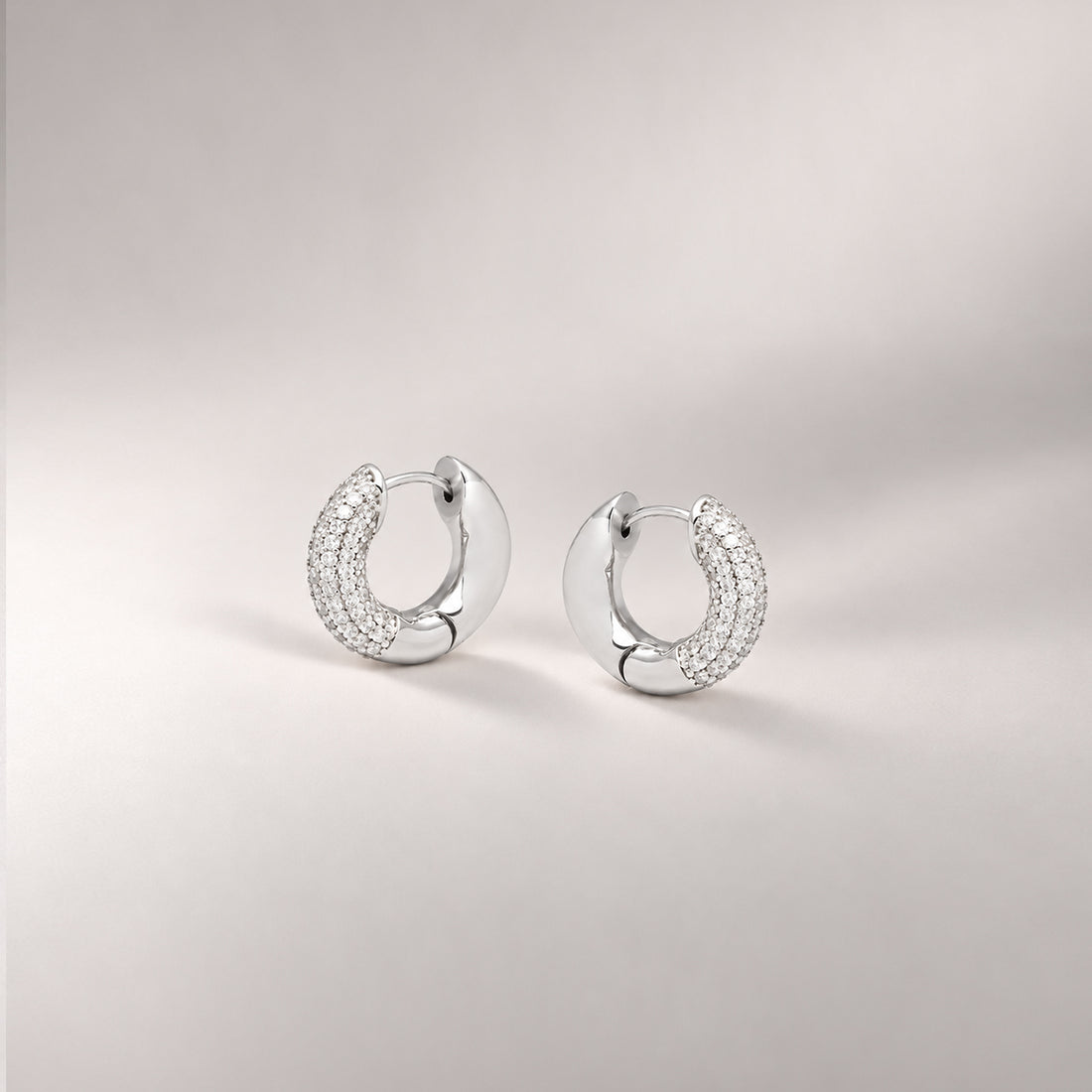 Satro Pave Hoop Earrings in Silver