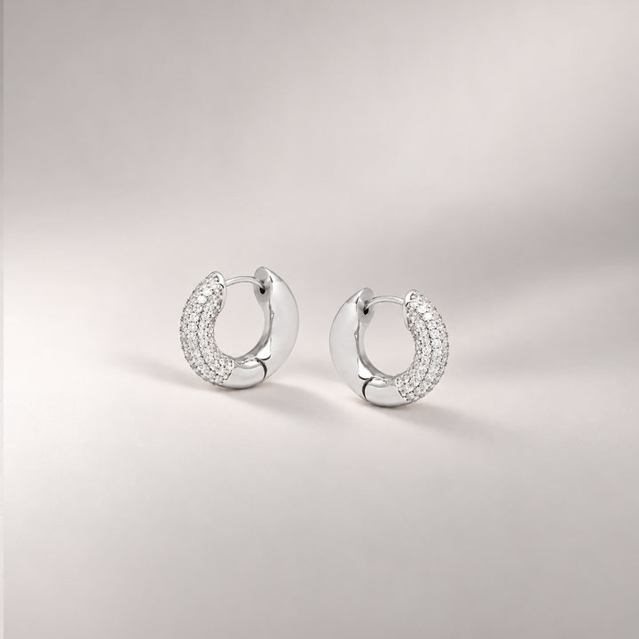 Satro Pave Hoop Earrings in Silver