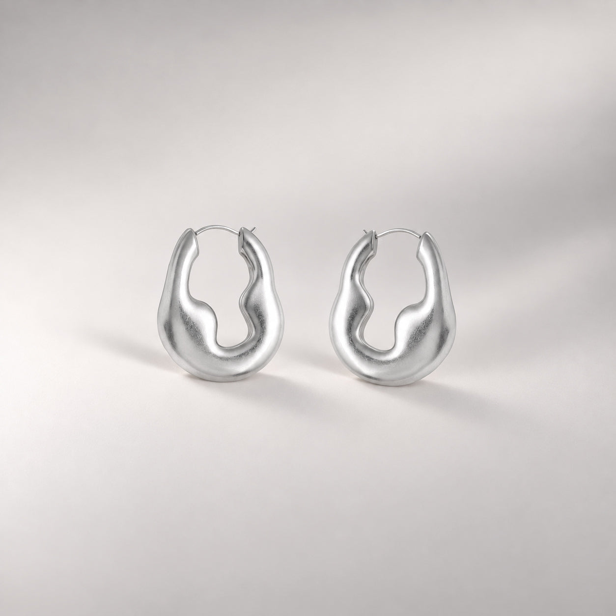 Luna Drop Hoops in Silver