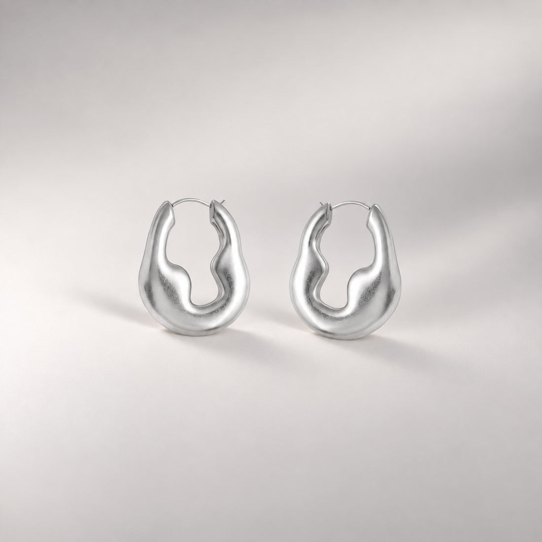 Luna Drop Hoops in Silver