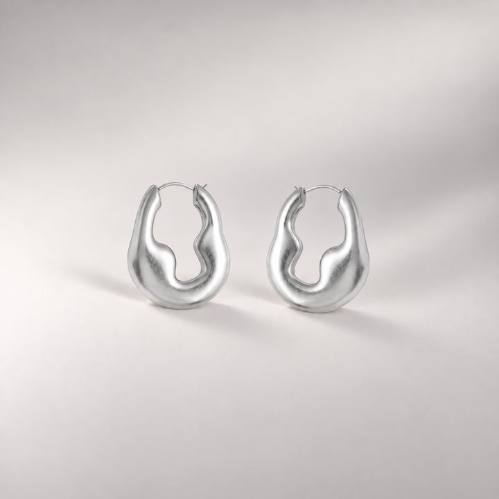 Luna Drop Hoops in Silver