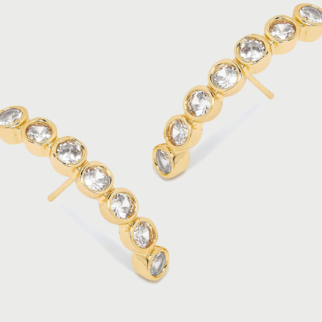 Averto Face On Stud Earrings in Gold and Crystals