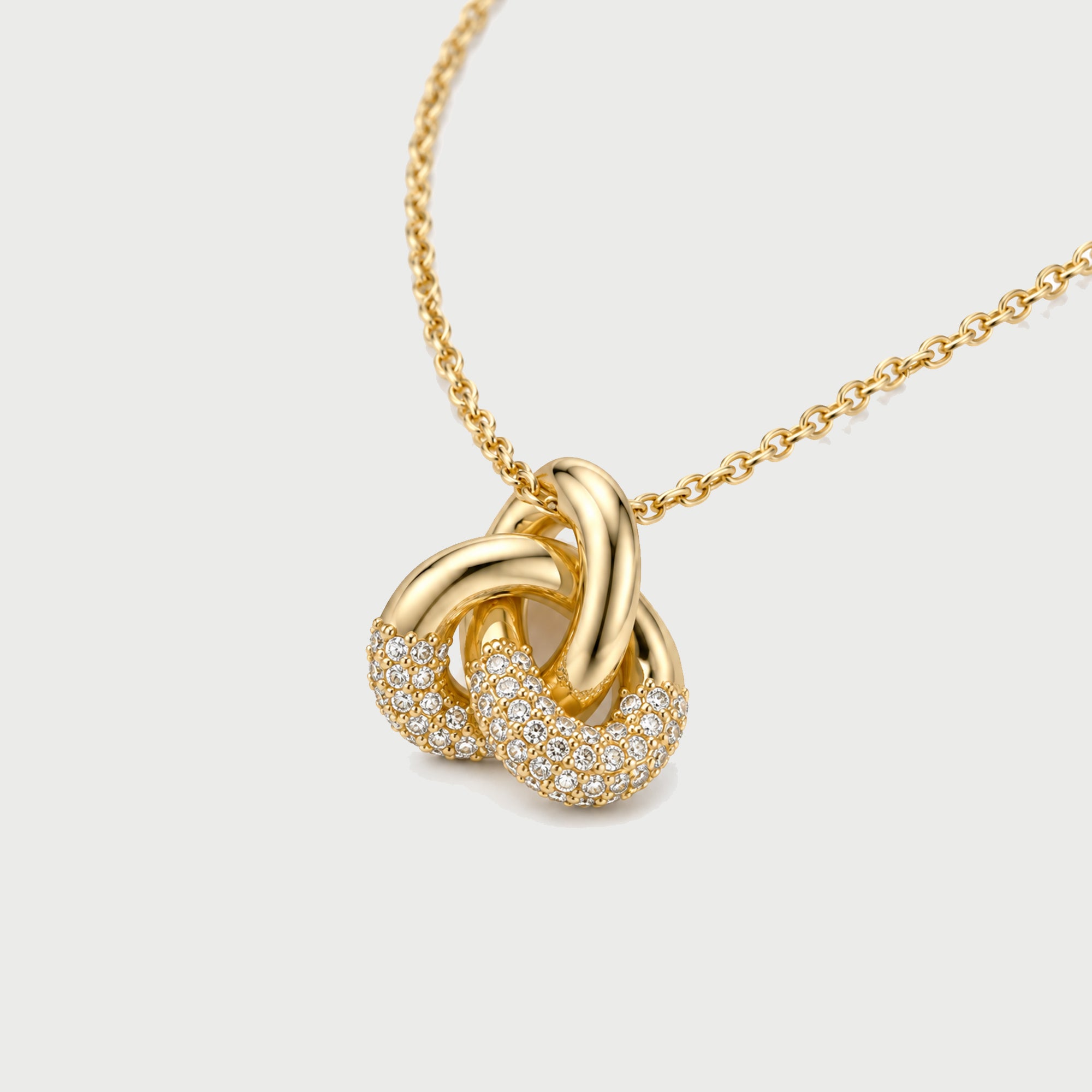 KNOT PAVE CRYSTAL NECKLACE IN GOLD