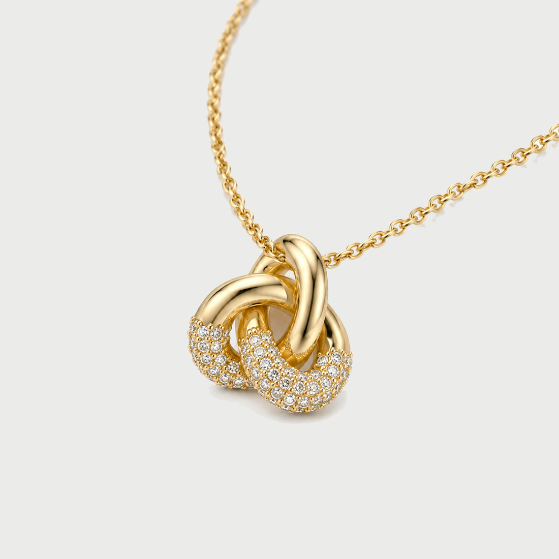 KNOT PAVE CRYSTAL NECKLACE IN GOLD