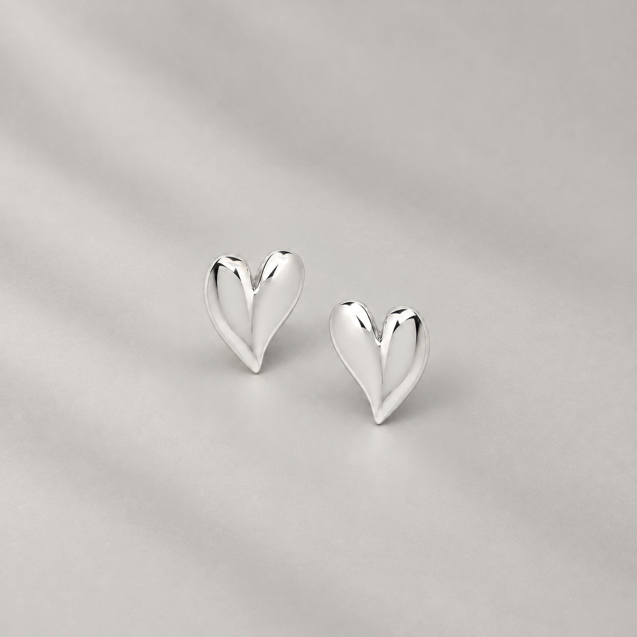 Mini Heart Stud Earrings in Silver