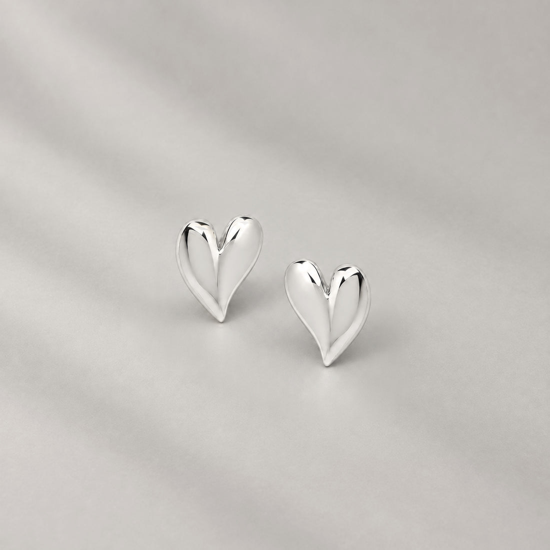 Mini Heart Stud Earrings in Silver