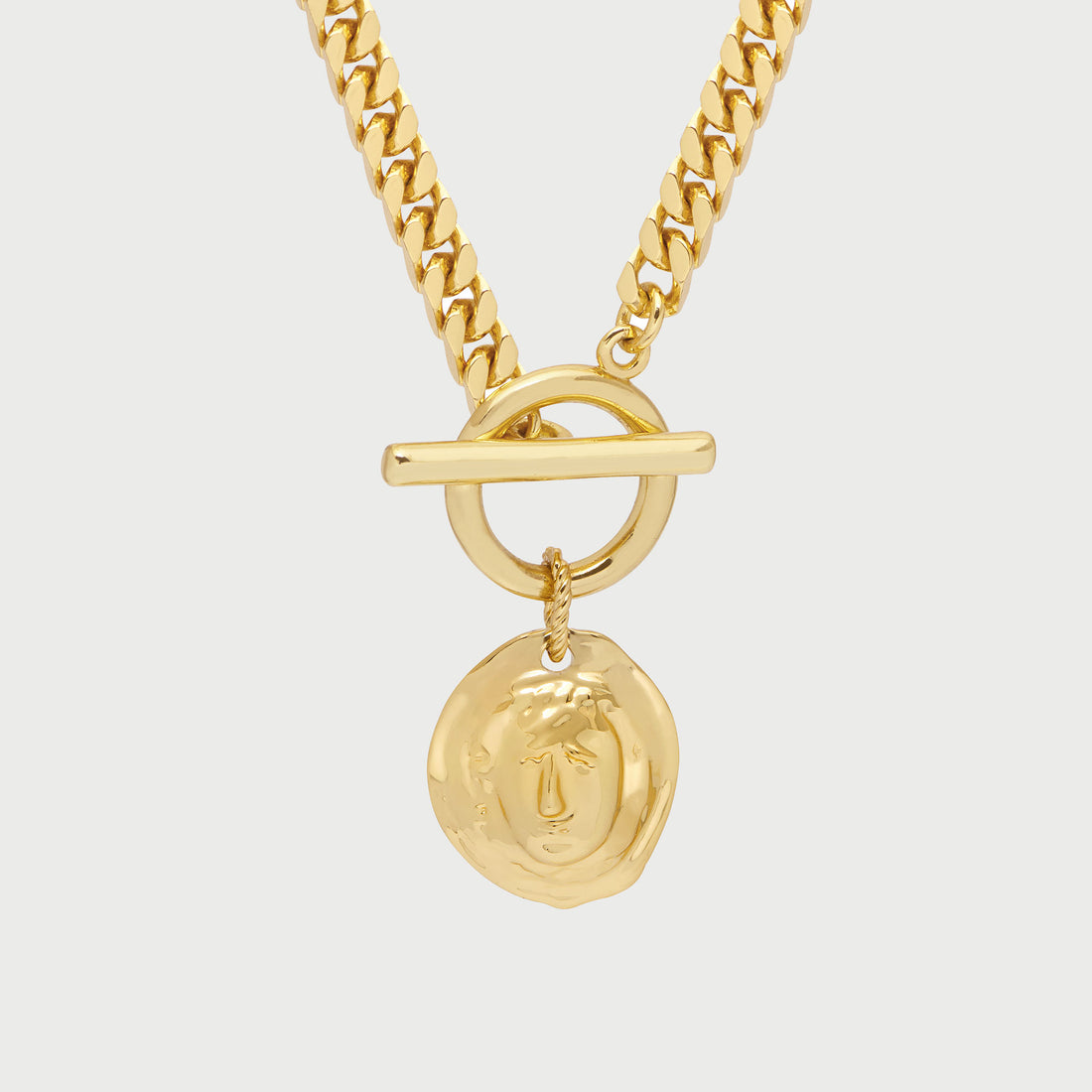 Eleni Mini Curb T-Bar Necklace in Gold