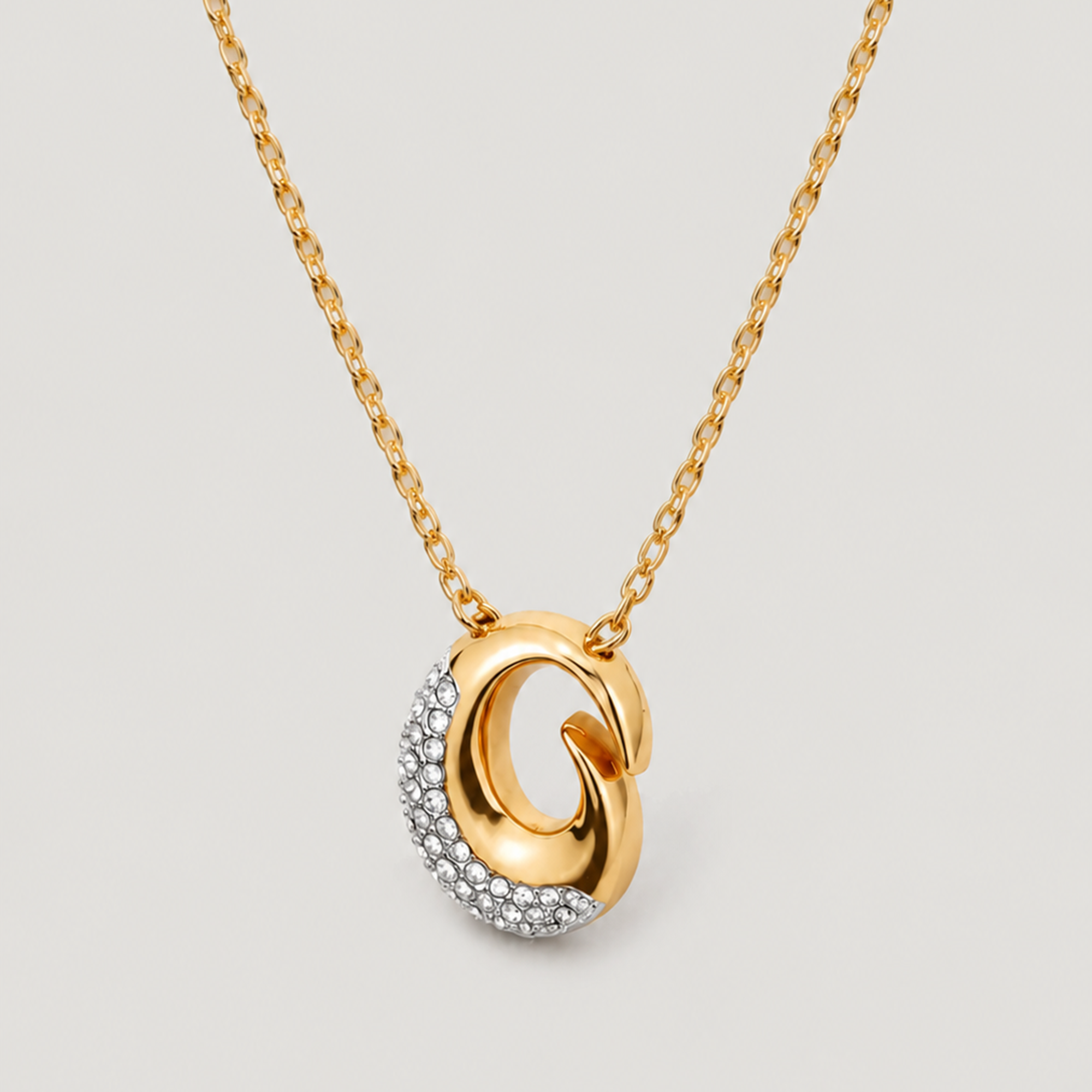 Insignia Pave Necklace in Gold