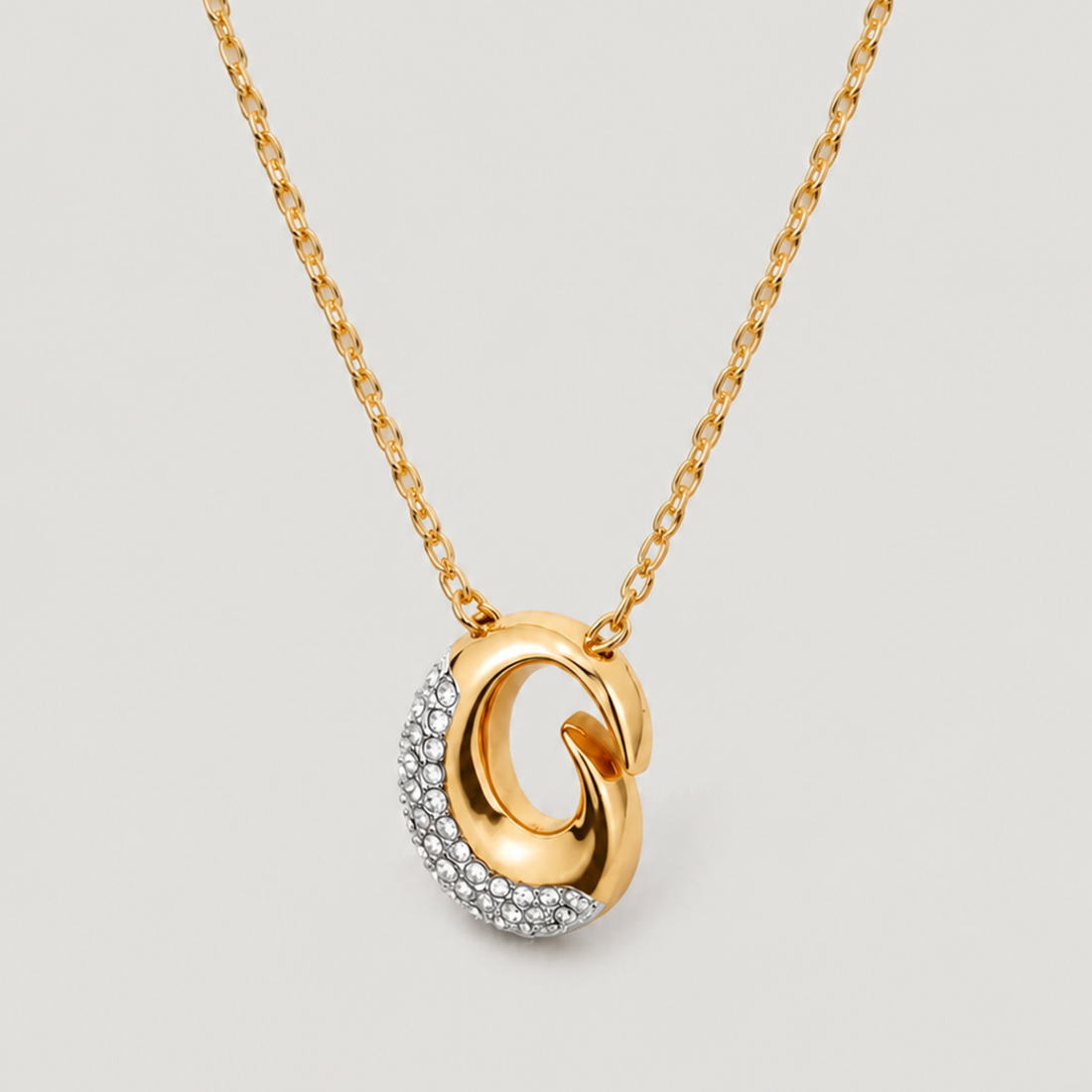 Insignia Pave Necklace in Gold
