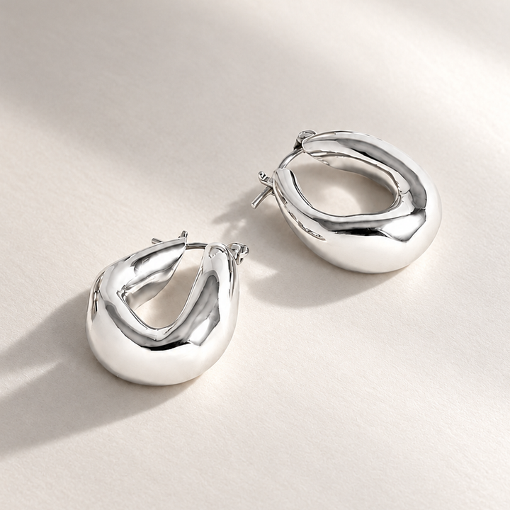 Falin Mini Chubby Hoop Earrings in Silver