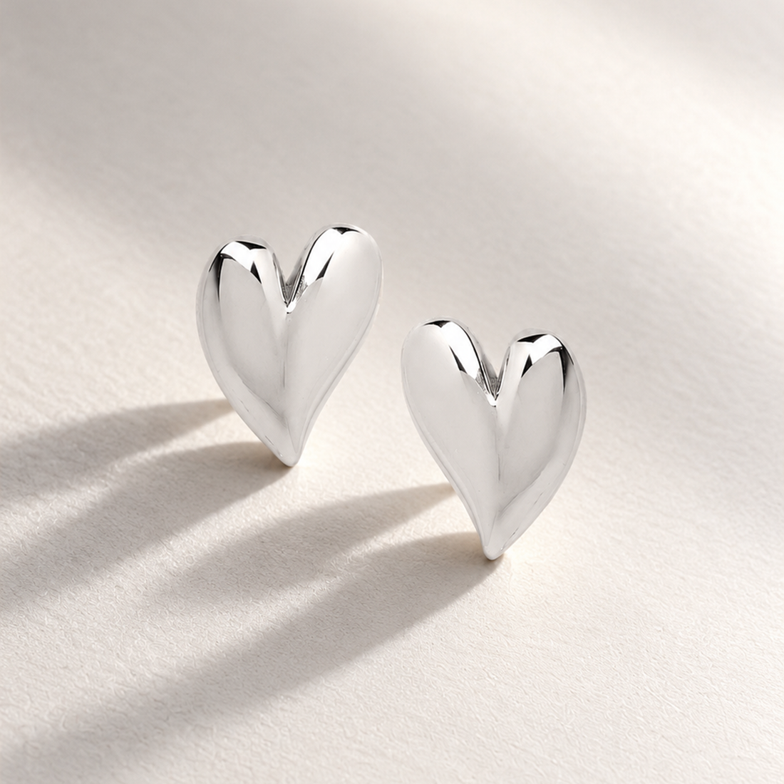 Mini Heart Stud Earrings in Silver