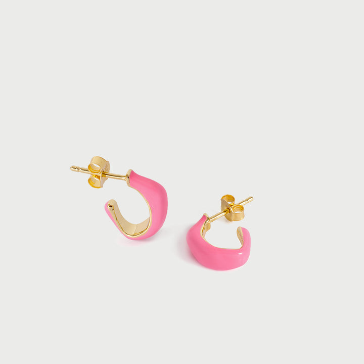 Pero Small Hoop Earrings in Gold and Pink