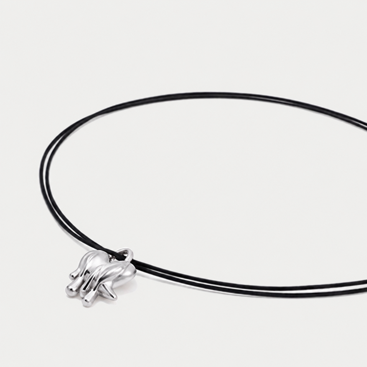 Loff Mini Cord Necklace in Silver and Black