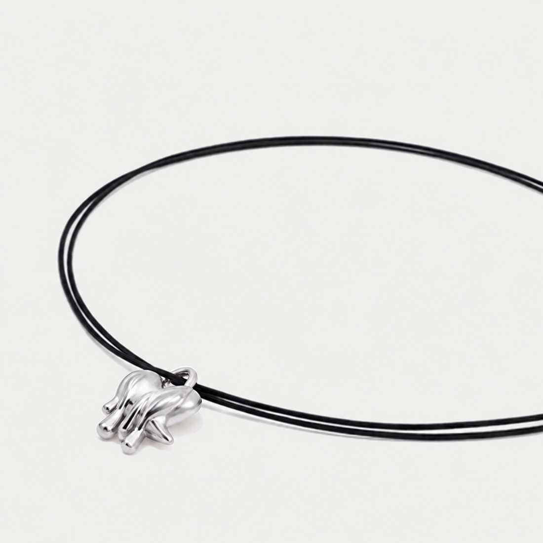 Loff Mini Cord Necklace in Silver and Black