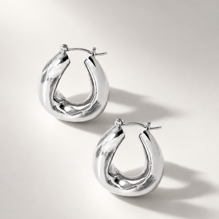 Falin Maxi Hoop Earrings in Silver