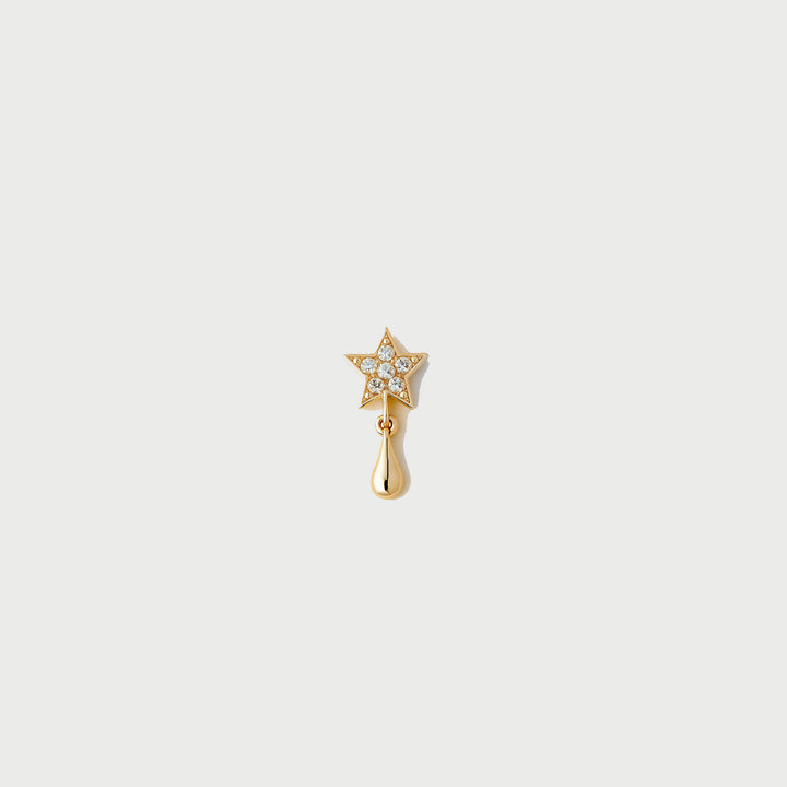 14ct Yellow Gold Mini Star Diamond Single Stud