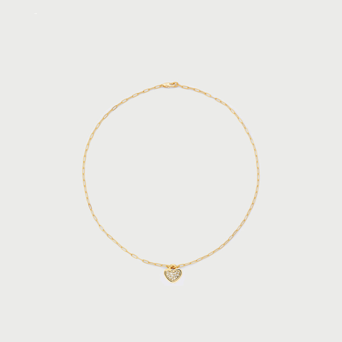 Link Heart Pave Short Necklace in Gold