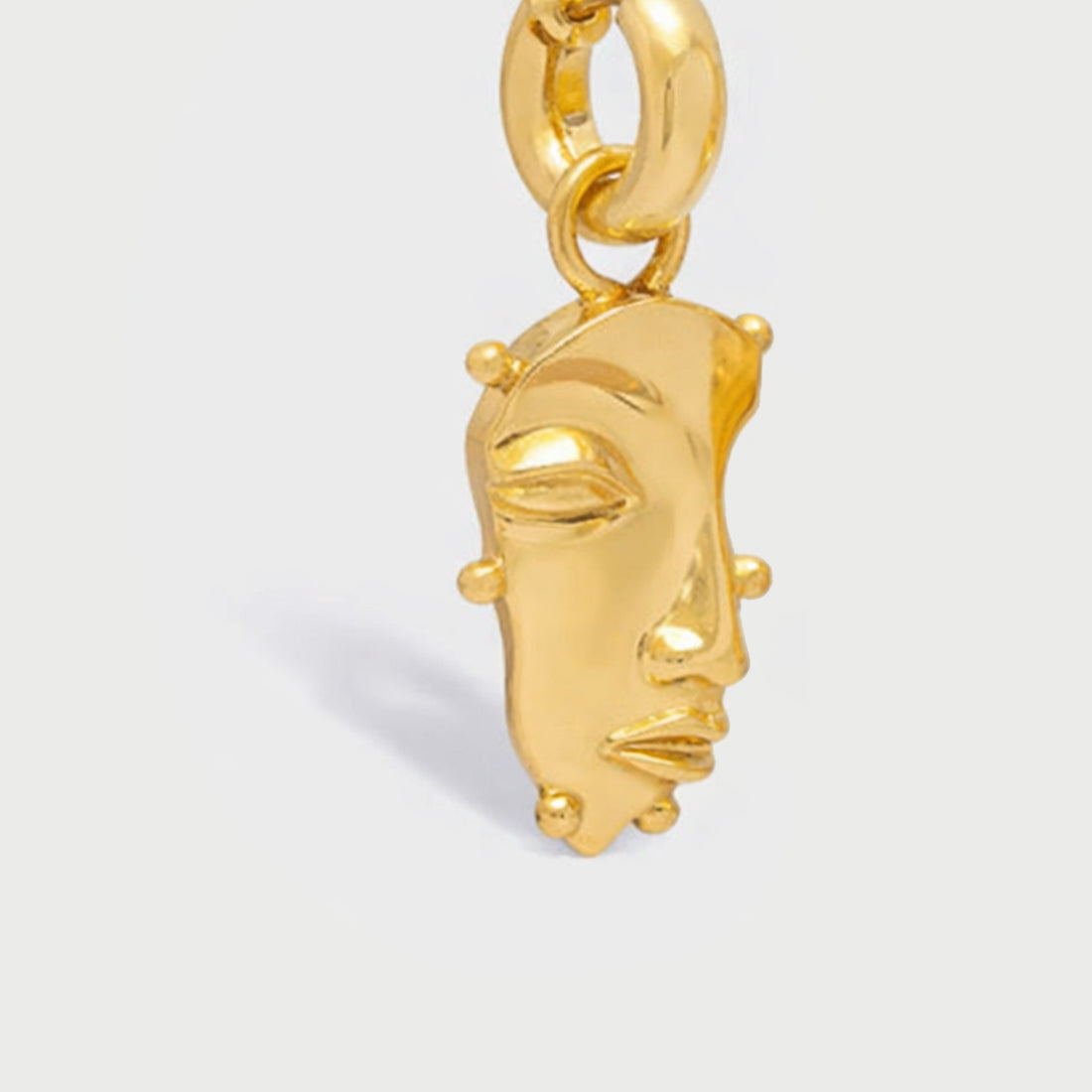Visage Drop Hoop Earrings in Gold