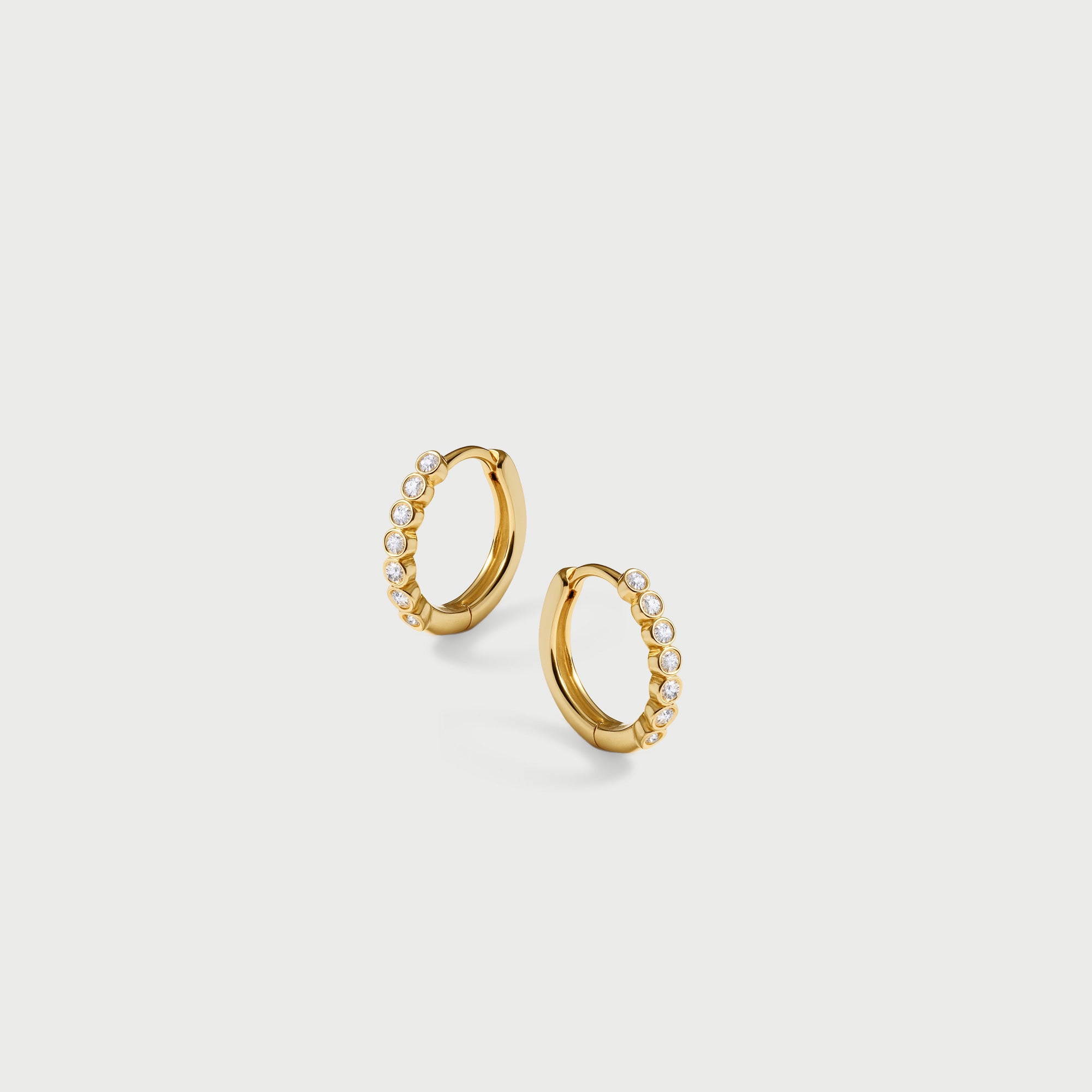 14ct Yellow Gold Mini Diamond Hoops