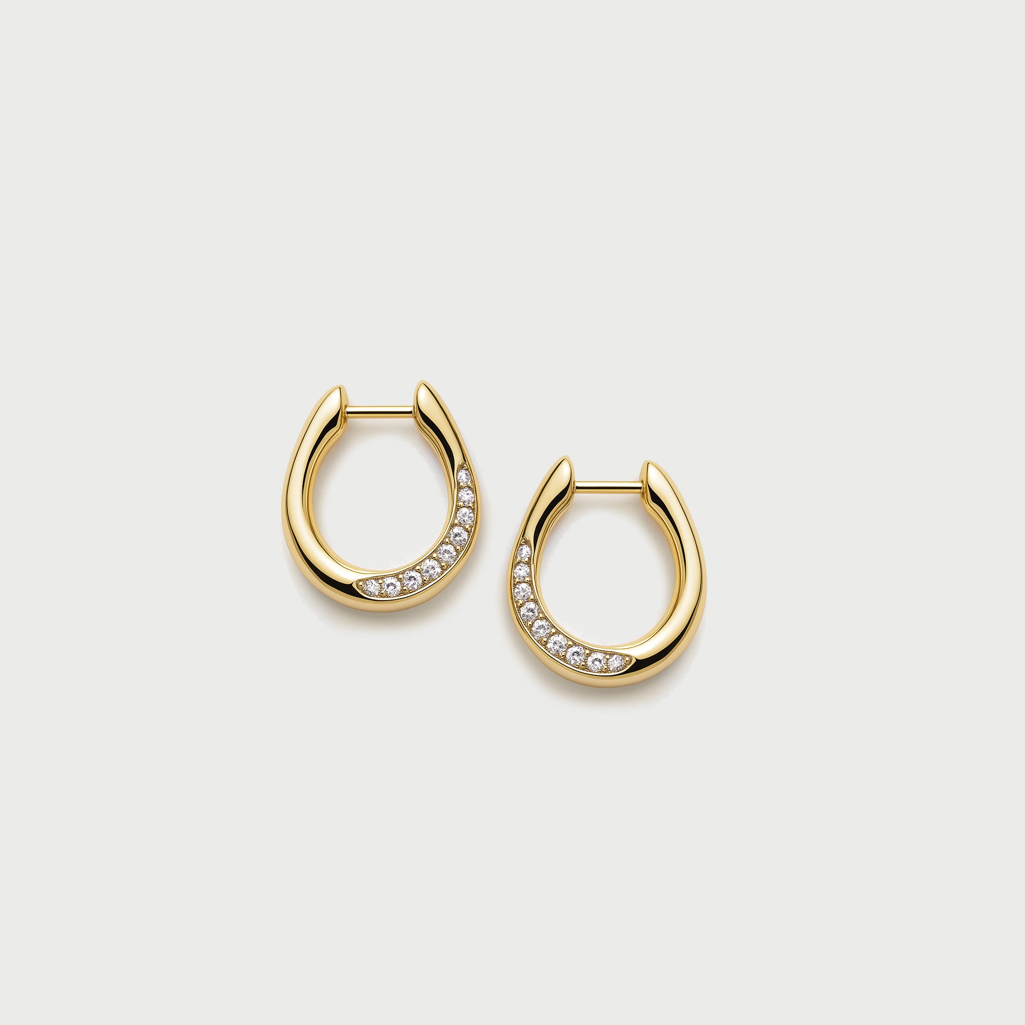 14ct Yellow Gold Midi Curved Diamond Hoops