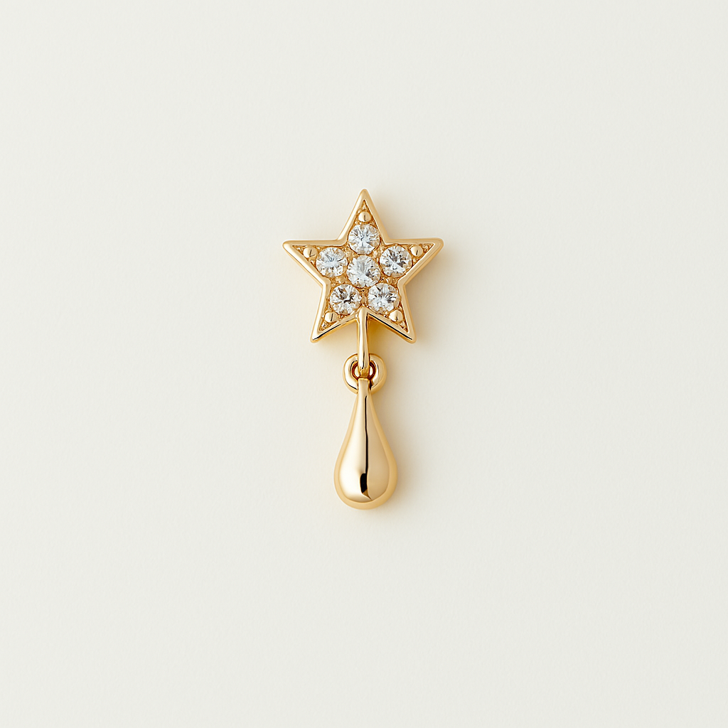 14ct Yellow Gold Mini Star Diamond Single Stud