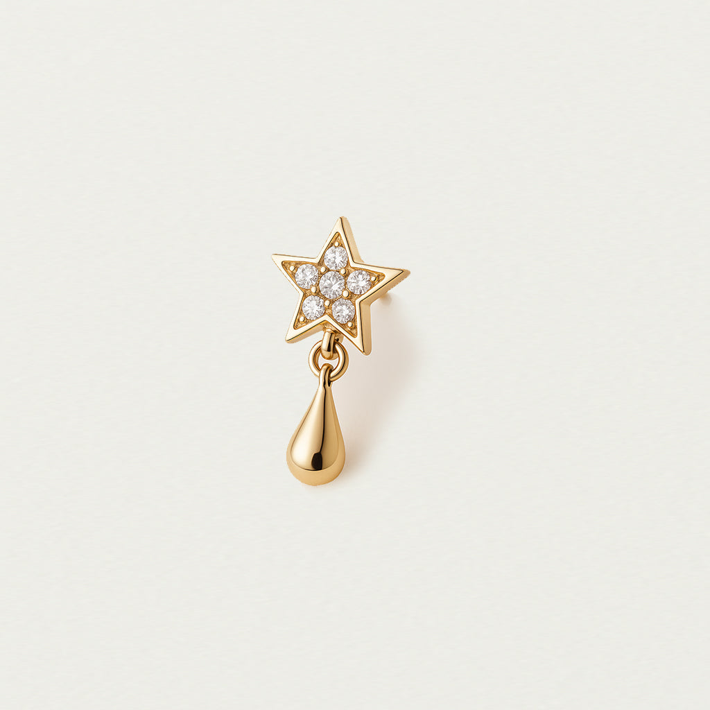 14ct Yellow Gold Mini Star Diamond Single Stud