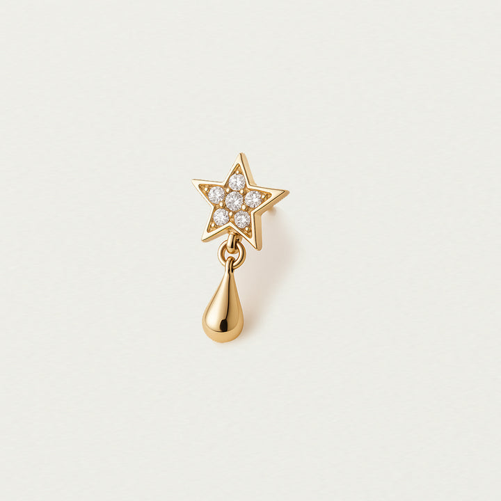 14ct Yellow Gold Mini Star Diamond Single Stud