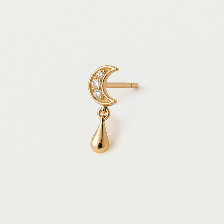 14ct Yellow Gold Mini Moon Diamond Single Stud