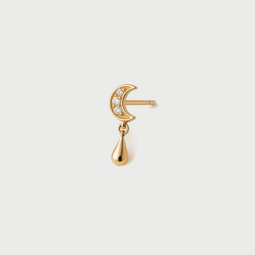 14ct Yellow Gold Mini Moon Diamond Single Stud