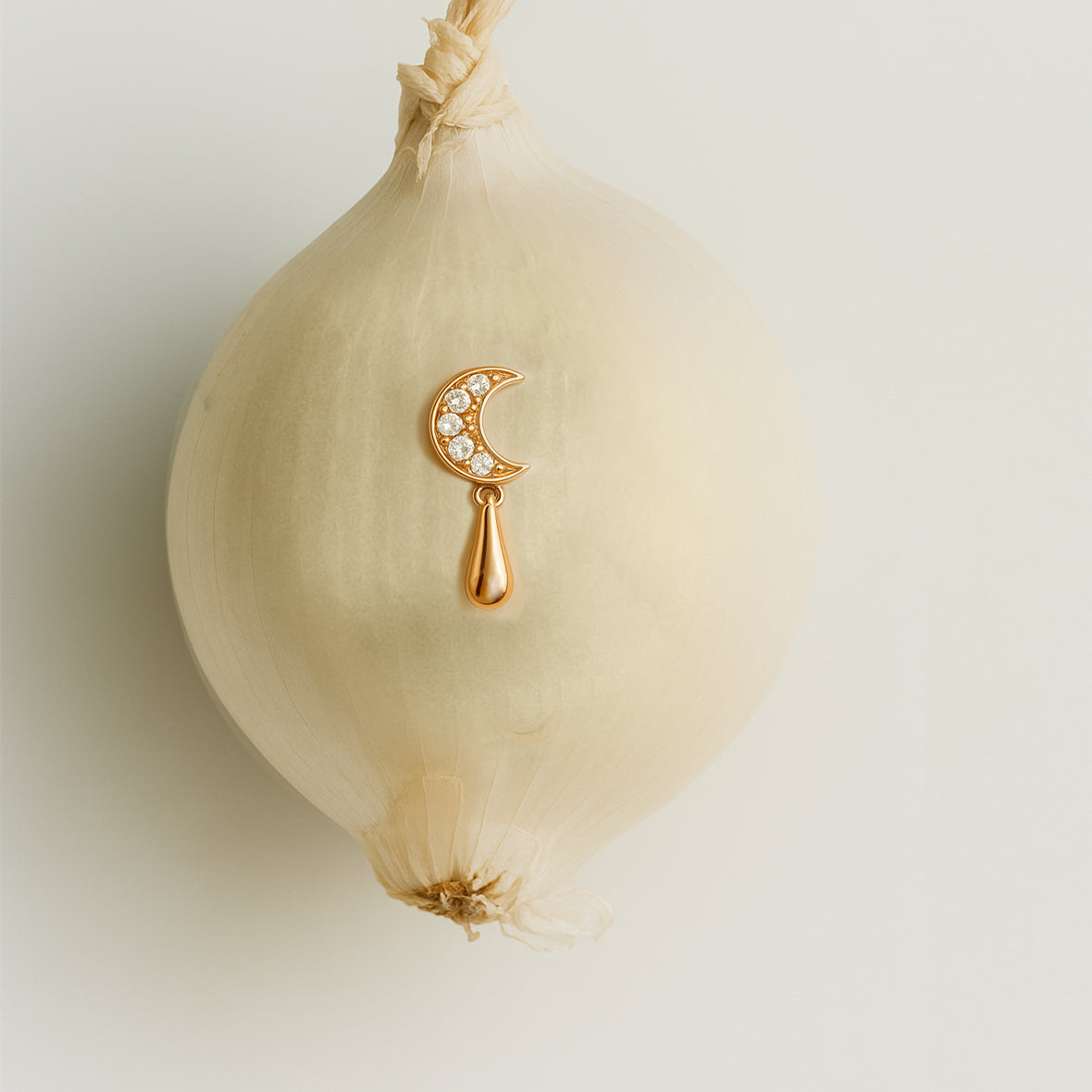 14ct Yellow Gold Mini Moon Diamond Single Stud