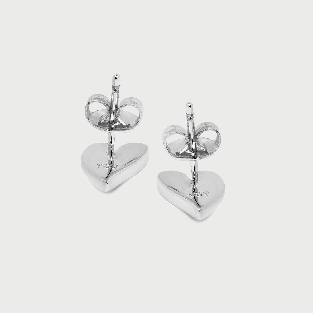Mini Heart Stud Earrings in Silver