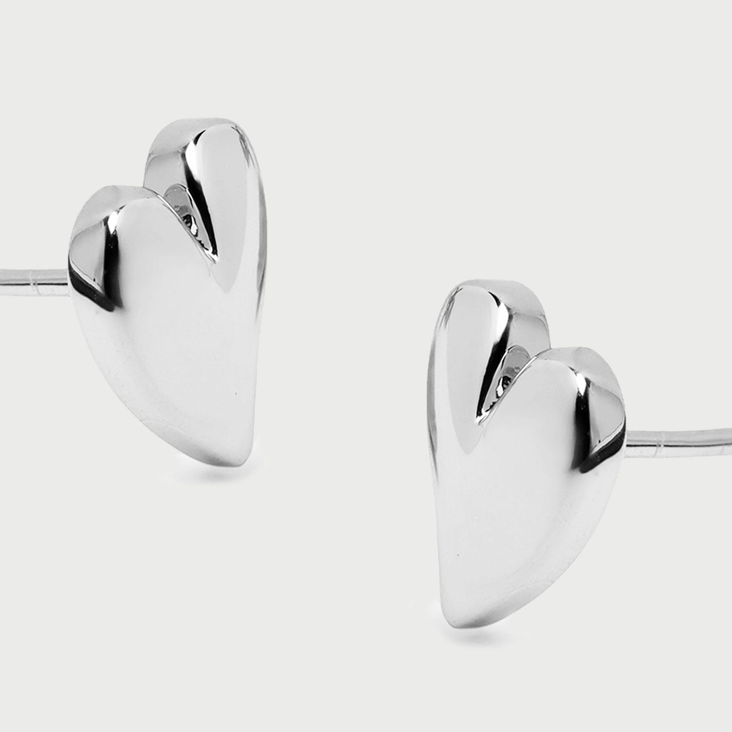 Mini Heart Stud Earrings in Silver