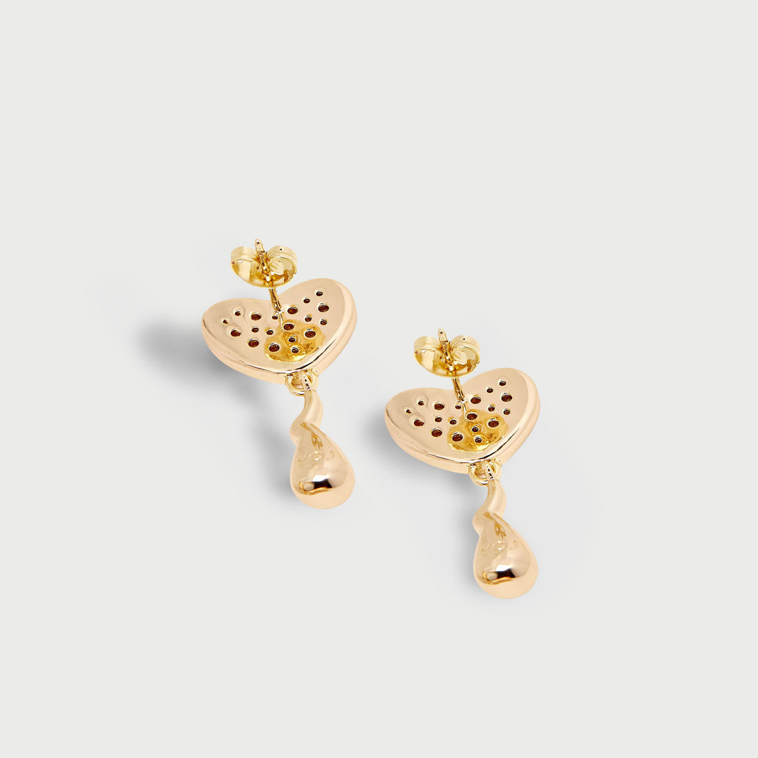 Heart Midi Crystal Face On Stud Earrings in Gold