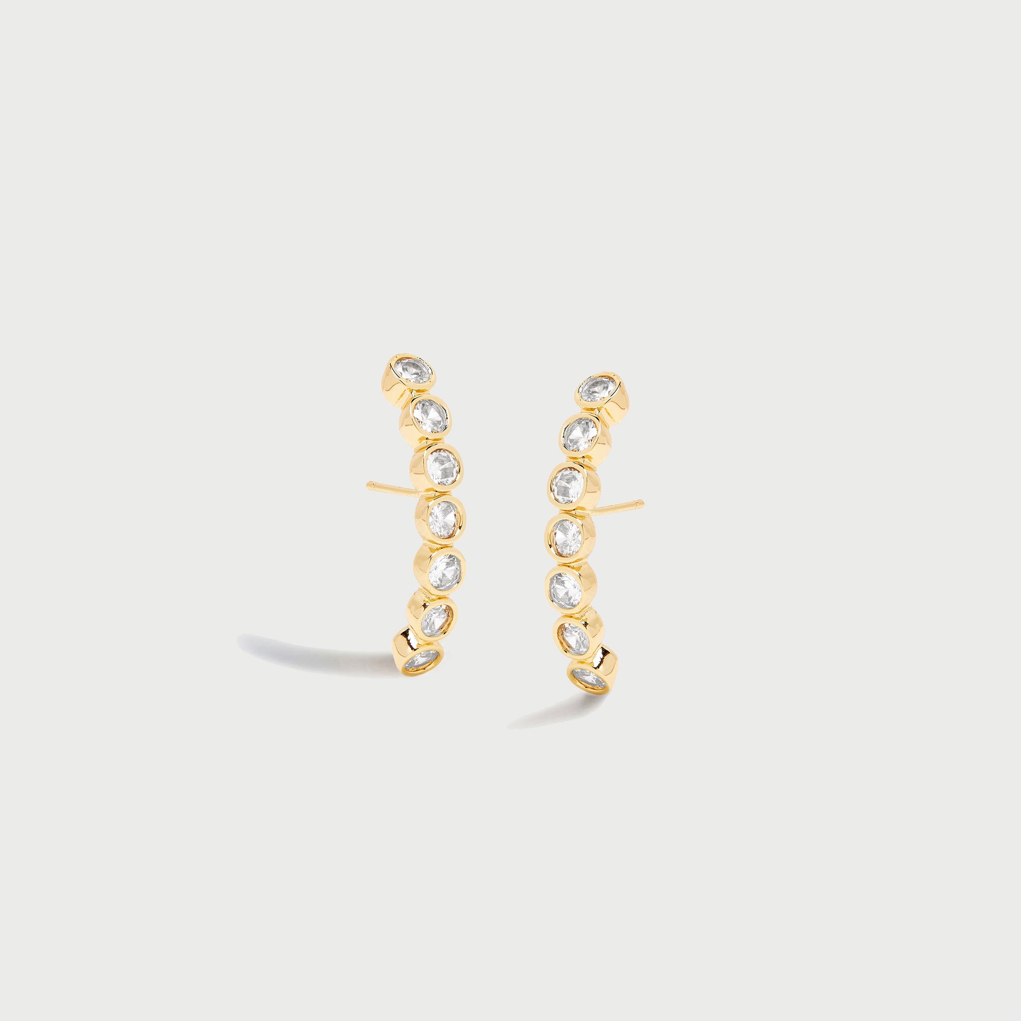 Averto Face On Stud Earrings in Gold and Crystals