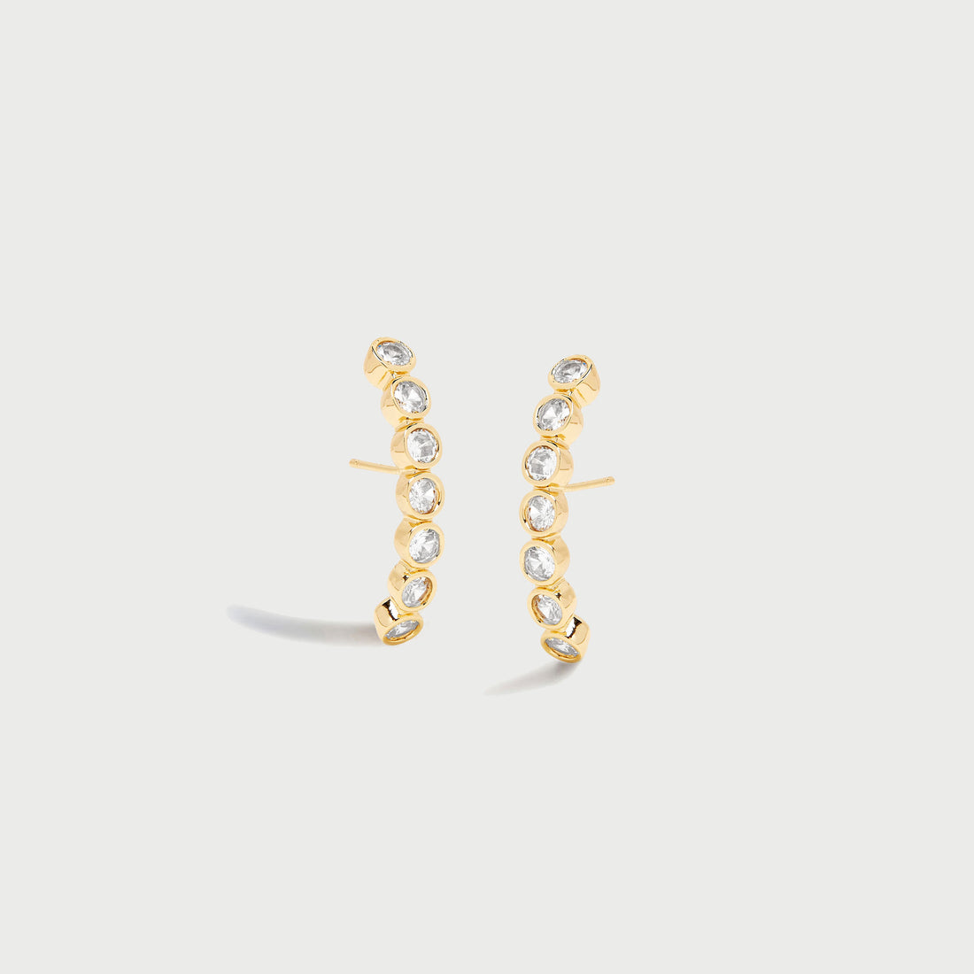 Averto Face On Stud Earrings in Gold and Crystals