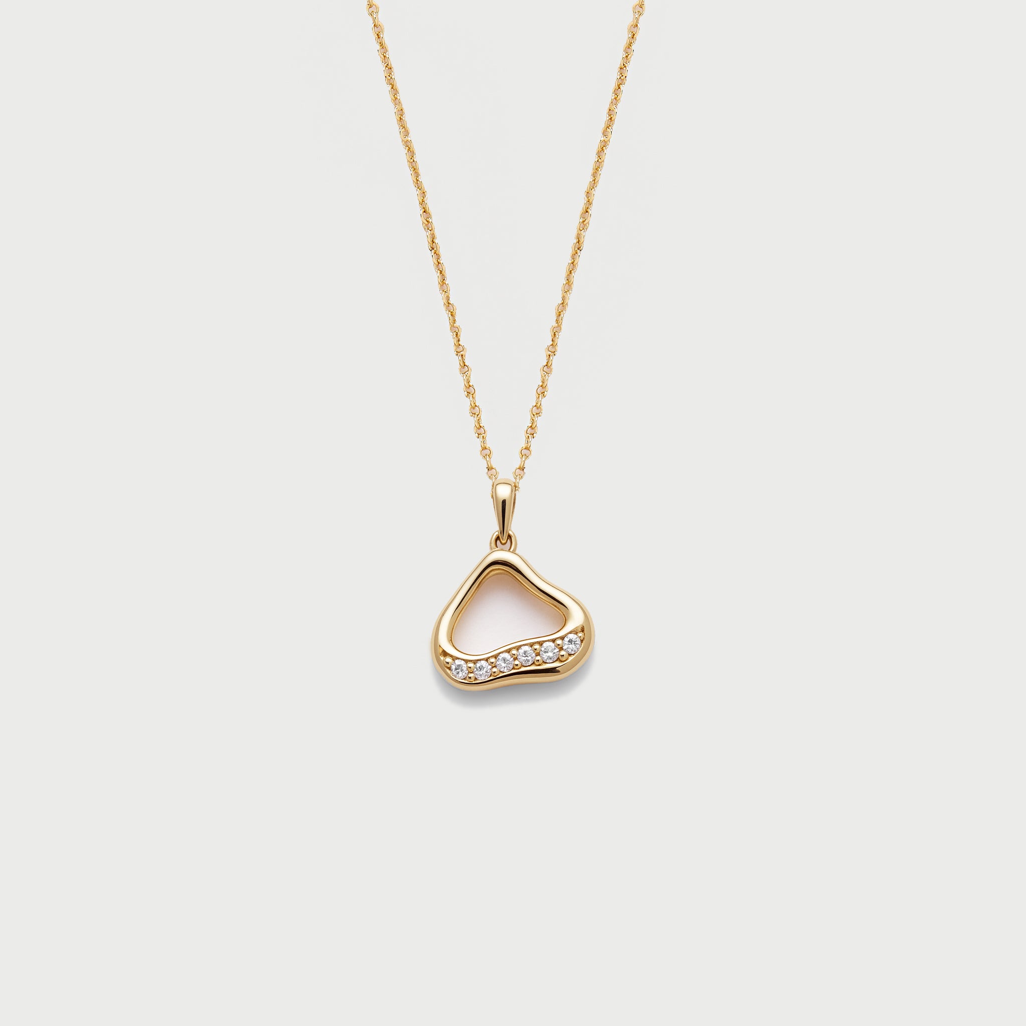 14ct Yellow Gold Wave Diamond Necklace