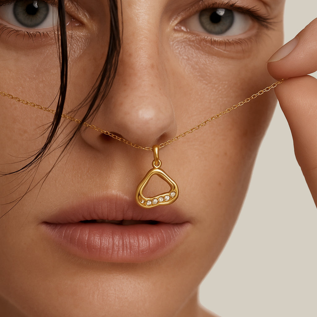 14ct Yellow Gold Wave Diamond Necklace