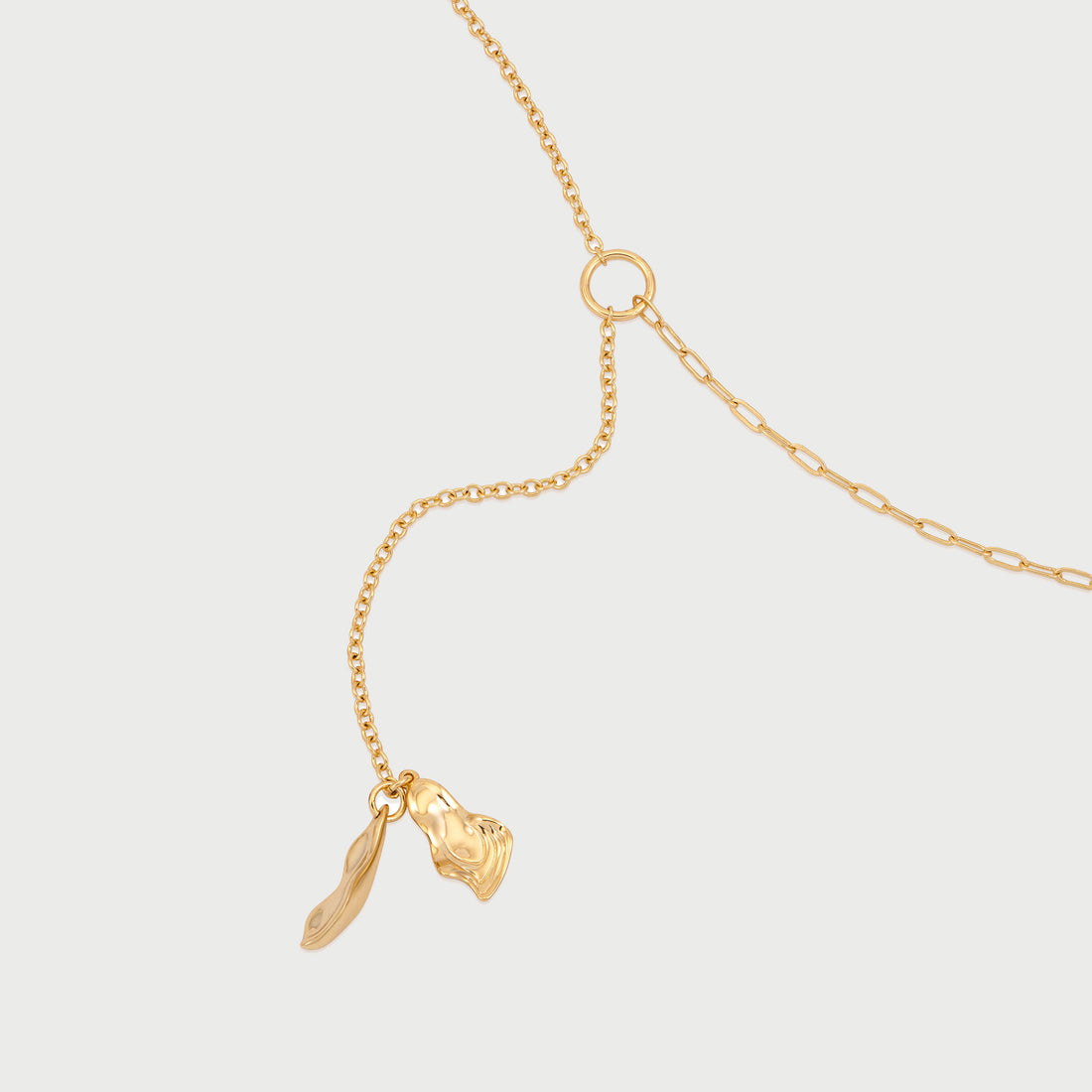 Lariat Mix Chain Necklace in Gold