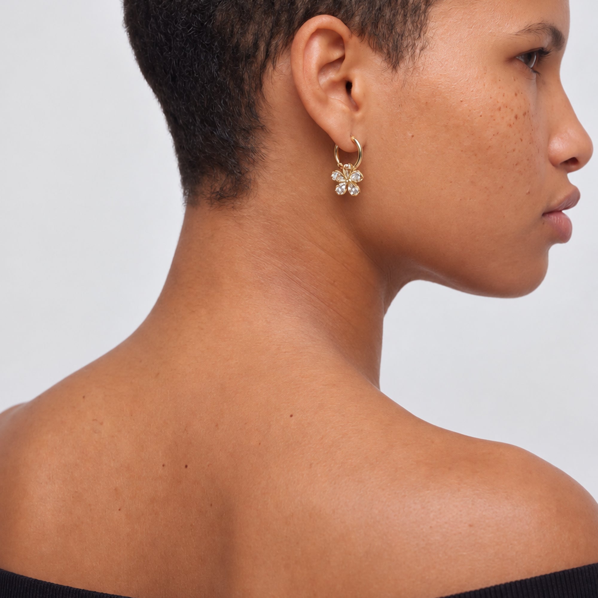 Luna Mini Crystal Hoop Earring in Gold